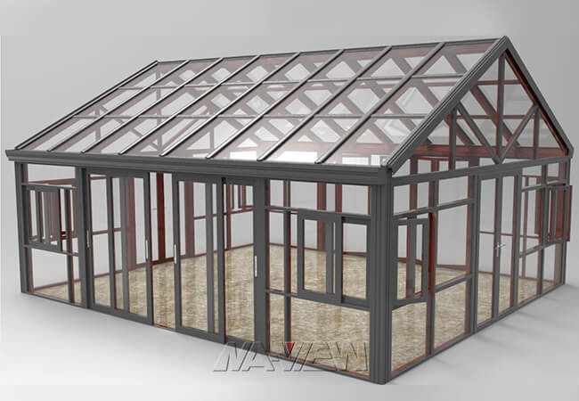 現代切り妻屋根のSunroomの屋外の伽藍天井のSunroomを予約しました 0