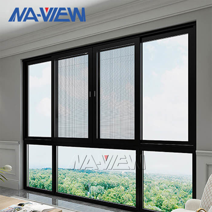 二重掛けられた窓を滑らせる広東省NAVIEWの黒のアルミニウム垂直 サプライヤー